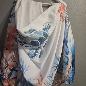 Oceanic Coral Sea Turtle  Shower Curtain